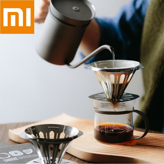 Xiaomi Stainless steel puzzle filter cup Reusable Coffee Filter Flat storage portable Coffee Filter Holder Funnel Baskets Filter